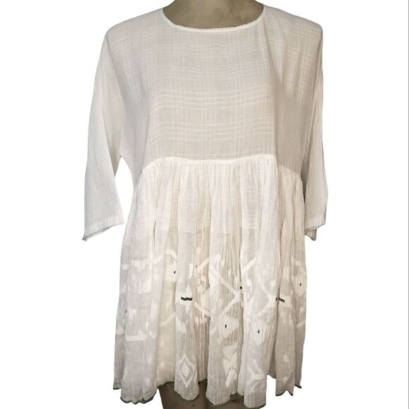Bamford England x Injiri White with Green Linen Dress Tunic Size XS - Picture 1 of 11